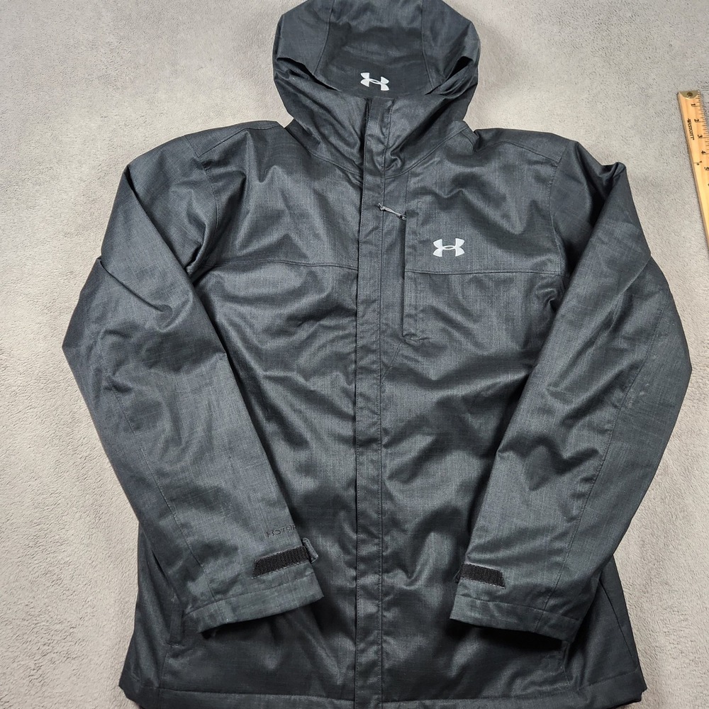 Under Armour ColdGear Hooded Loose Fit Full Zip Jacket Mens XL Black - Picture 9 of 10